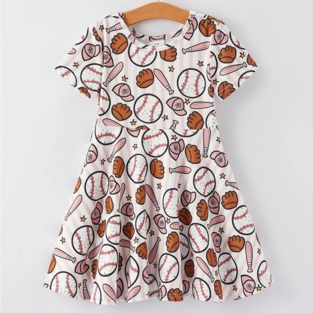 Girl White Baseball Soft Milk Silk Dress